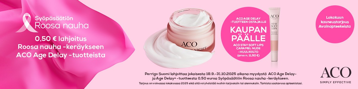 Lokakuun ACO Age Delay ja Age Delay+ Kauneustarjous Avainapteekeissa