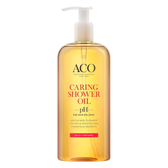 ACO Caring Shower Oil puhdistaa ja kosteuttaa ihoa hellävaraisesti