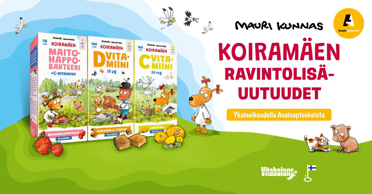 Koiramäen ravintolisäuutuudet yksinoikeudella Avainapteekeista